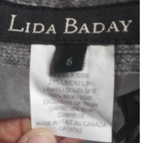 NWOT Lida Baday Pencil Skirt Silk Linen blend Womens Sz 6 Gray Pockets career - Picture 4 of 12